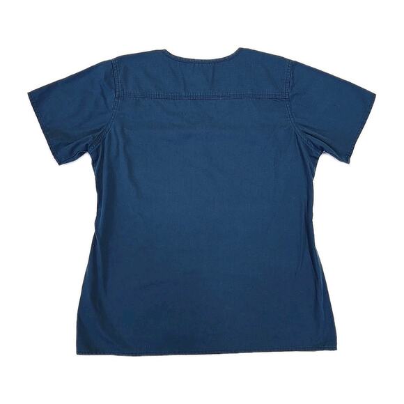 Carhartt Womens Short Sleeve Ripstop V-neck Nursing Scrub Top Sz M Blue Pockets - Picture 4 of 6